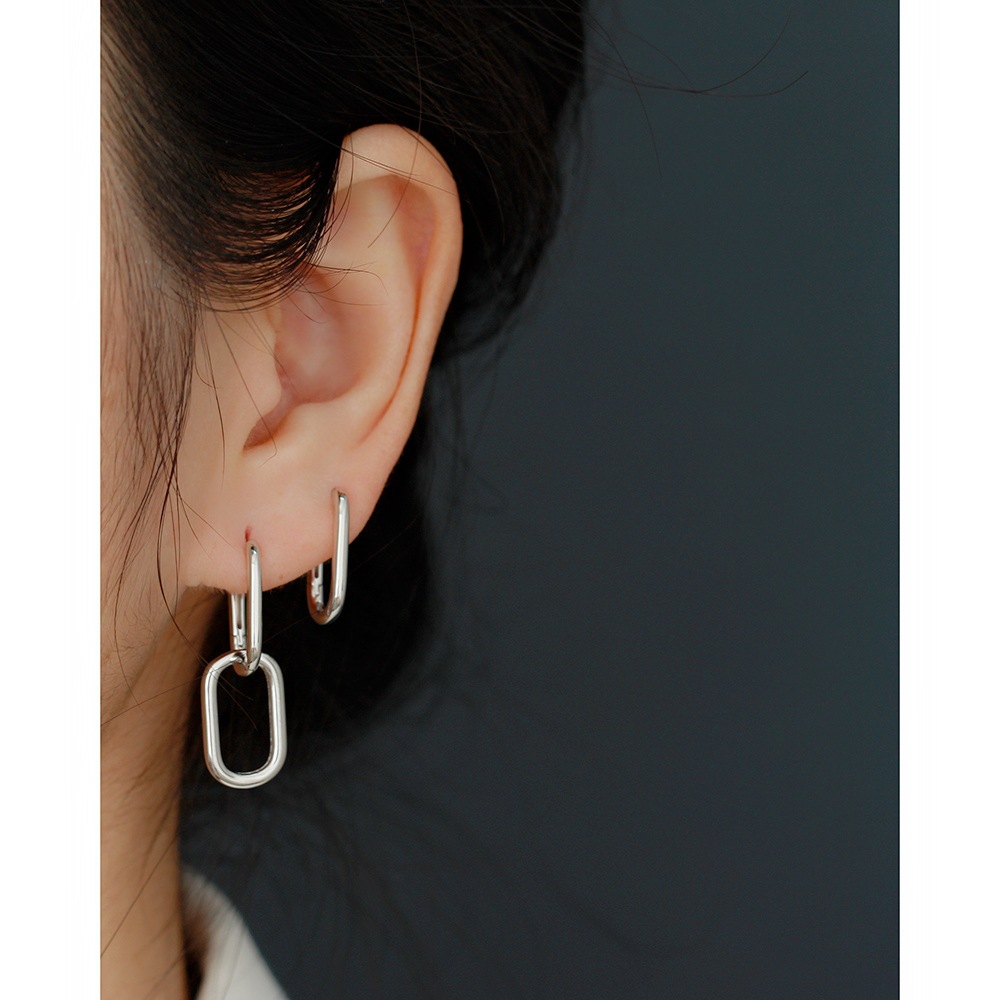 Unique S925 Silver Oval-Shaped Ear Cuffs Design Cold Metallic Style Minimalist Earrings Two-Way Wear - Image 15