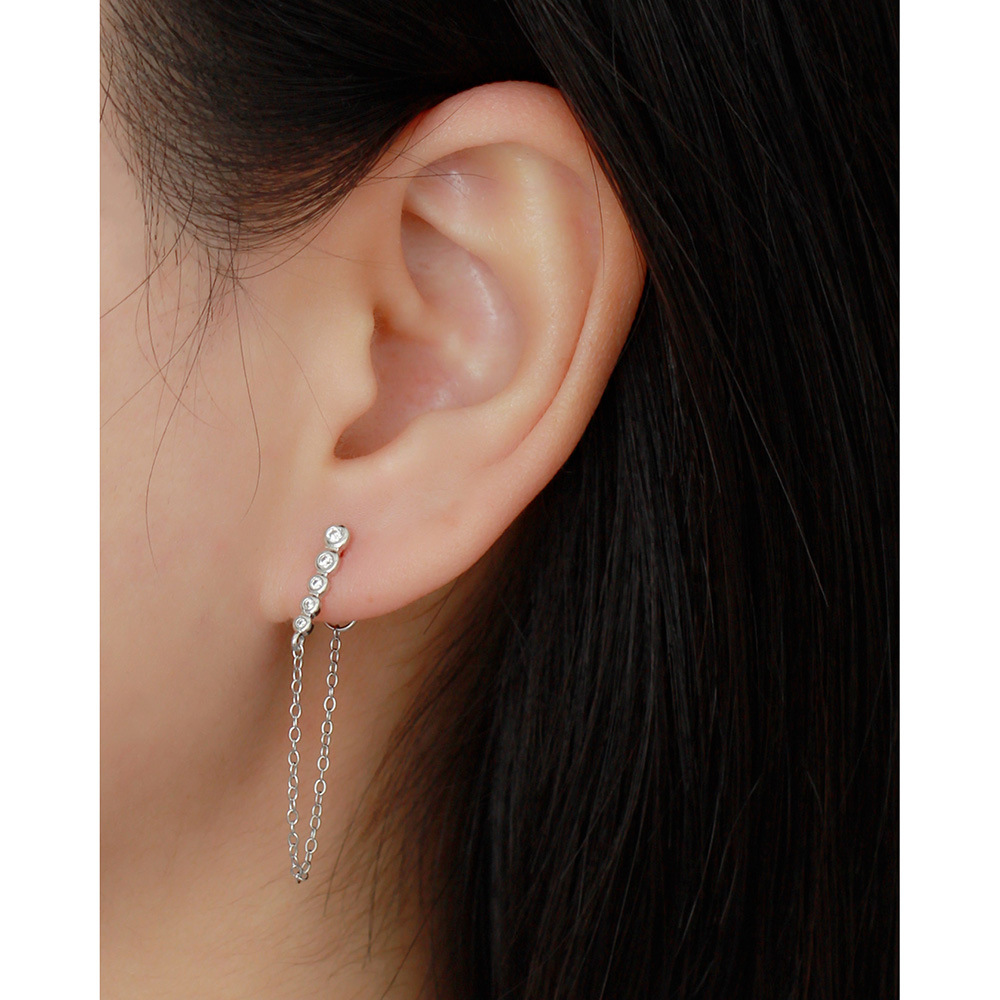 Japanese and Korean Style Elegant Long Earrings S925 Silver Row of Diamonds Tassel Drop Earrings Versatile Jewelry for Women - Image 13
