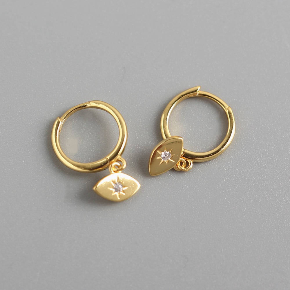 European Light Luxury Eye Earrings Best-Selling S925 Silver Mini Sun Hoop Ear Cuffs Stud Earrings Jewelry - Image 3