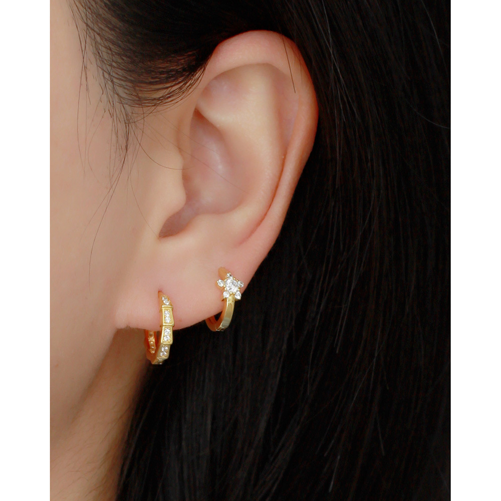 European S925 Silver INS Diamond-Set Earrings Design Snake Scales Ear Cuffs Layered Jewelry for Women - Image 13