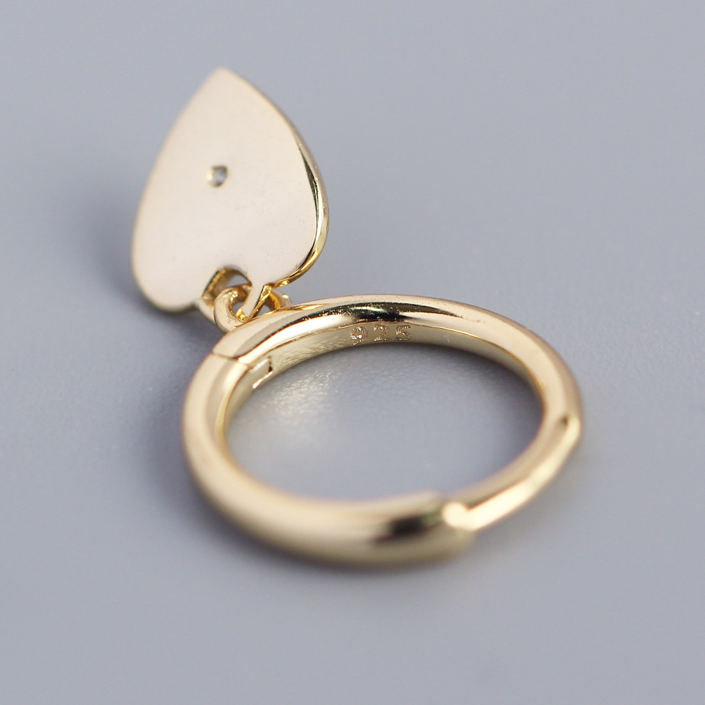Korean Style S925 Silver INS Minimalist Heart Earrings Diamond-Set Love Heart Ear Cuffs Silver Studs for Women - Image 4