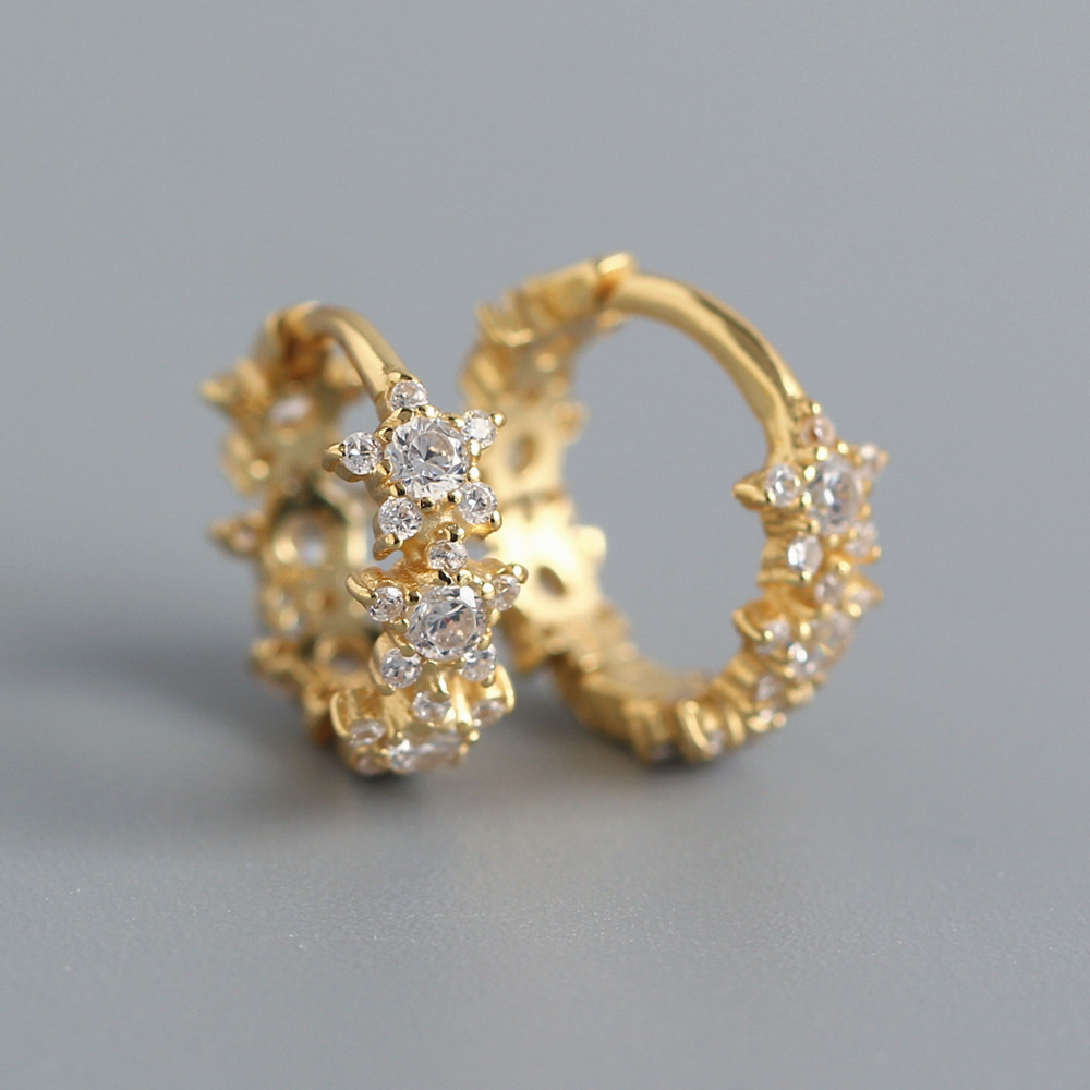 European Light Luxury S925 Silver Double-Sided Star Stud Earrings Five-Pointed Star Full Diamond Luxury Hoop Ear Cuffs - Image 4