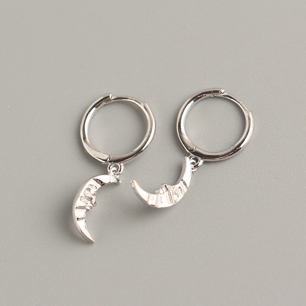 European S925 Silver INS Trendy Street Style Fashion Moon-Shaped Ear Cuffs Silver Earrings for Women - Image 4