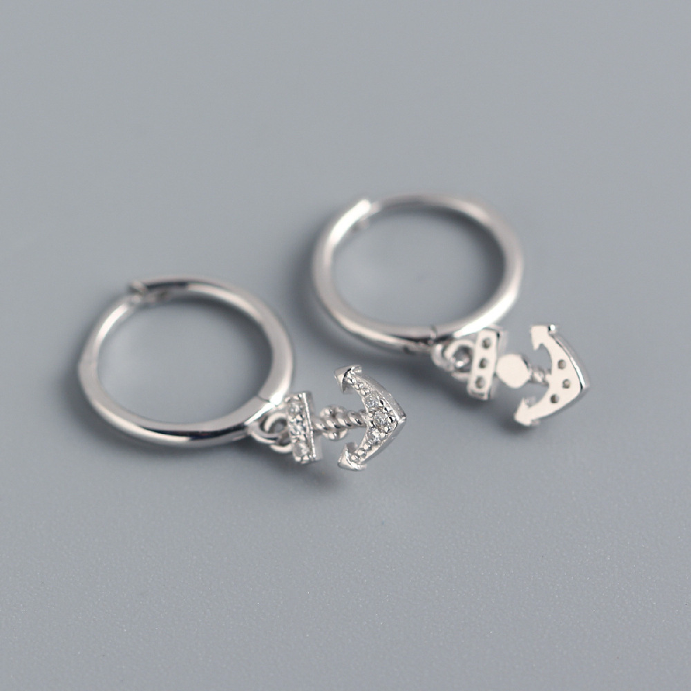 European Light Luxury S925 Silver INS Anchor Earrings Diamond-Set Versatile Hot-Selling Ear Cuffs - Image 4