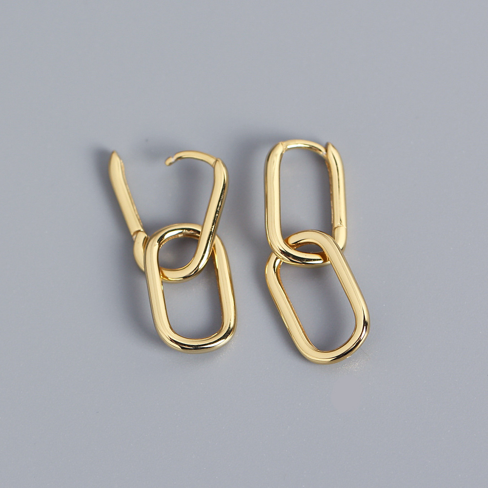 Unique S925 Silver Oval-Shaped Ear Cuffs Design Cold Metallic Style Minimalist Earrings Two-Way Wear - Image 4