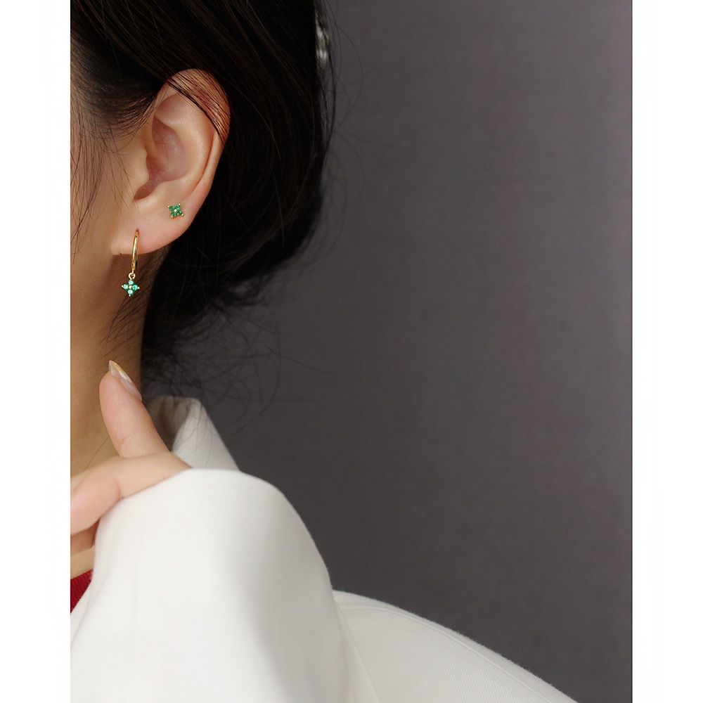 Simple Diamond-Set S925 Silver INS Four-Leaf Clover Stud Earrings Sweet Mini Colorful Flower Earrings - Image 13