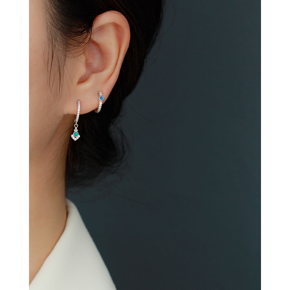 European French Style S925 Silver Blue Opal Stud Earrings Opal Silver Ear Cuffs Ear Jewelry for Women - Image 10