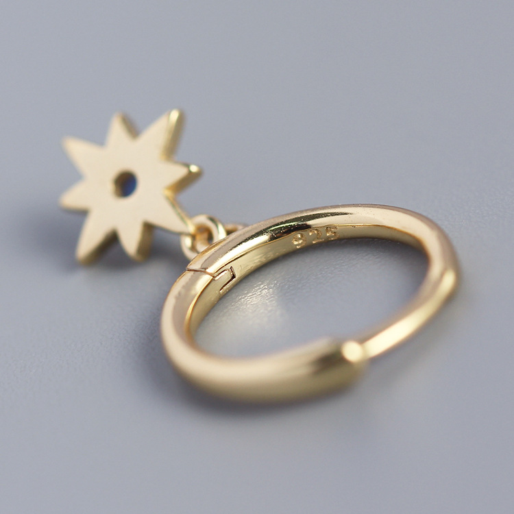 Light Luxury S925 Silver INS Style Octagonal Star Opal Earrings Hoop Earrings Fresh Ear Jewelry - Image 4