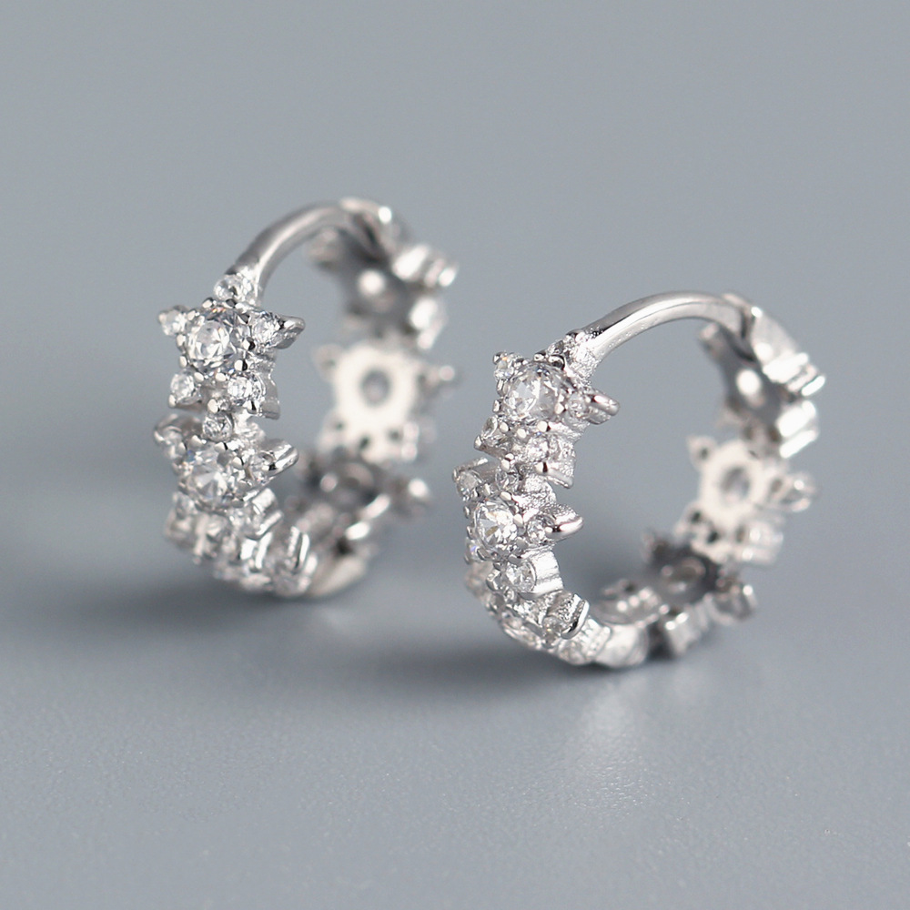 European Light Luxury S925 Silver Double-Sided Star Stud Earrings Five-Pointed Star Full Diamond Luxury Hoop Ear Cuffs - Image 5
