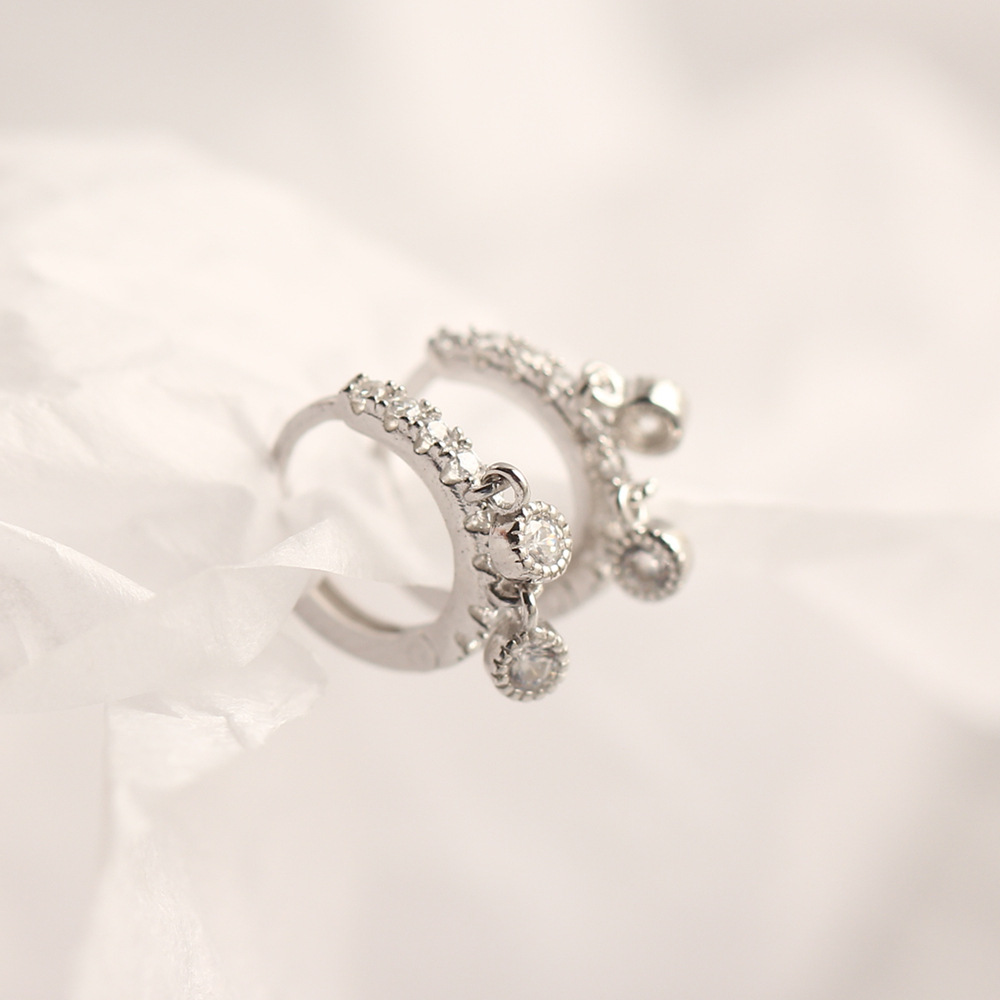 European Trendy Diamond-Set Silver Ear Cuffs S925 Silver Teardrop Versatile Earrings Jewelry - Image 5