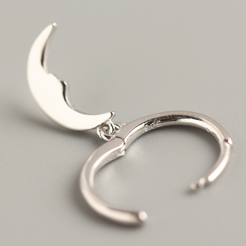 European S925 Silver INS Trendy Street Style Fashion Moon-Shaped Ear Cuffs Silver Earrings for Women - Image 5