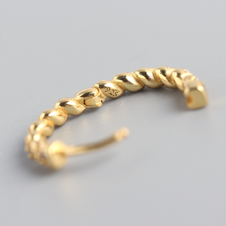 Hot-Selling S925 Silver INS Geometric Twist Diamond-Set Ear Cuffs Trendy Silver Jewelry - Image 5