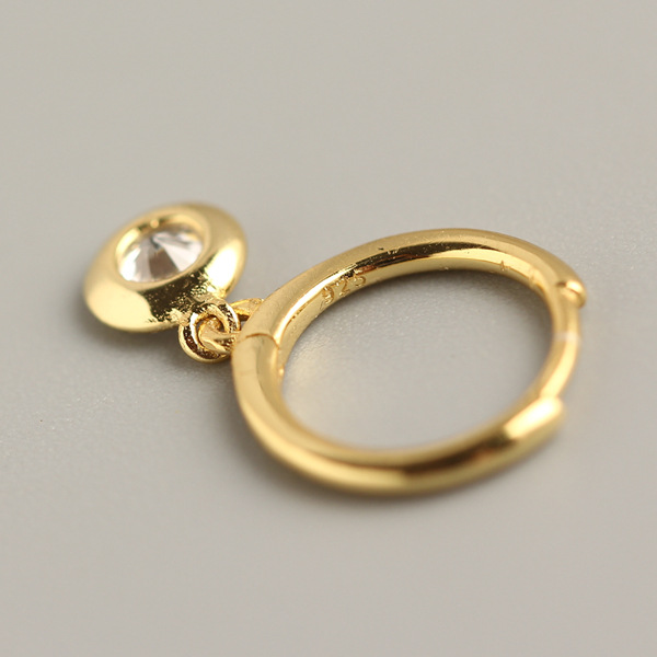 European Best-Selling S925 Silver Earrings Minimalist Versatile Round Hoop Zircon-Set Ear Cuffs for Women - Image 5
