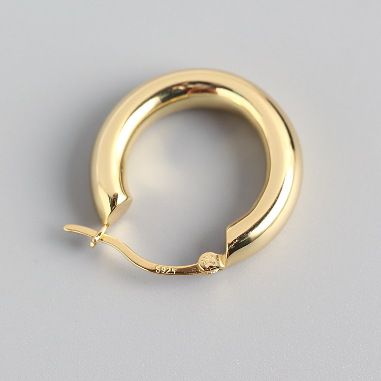 Exaggerated S925 Silver INS Metal Round Hoop Earrings Unique Minimalist Silver Ear Cuffs Earrings Jewelry - Image 4