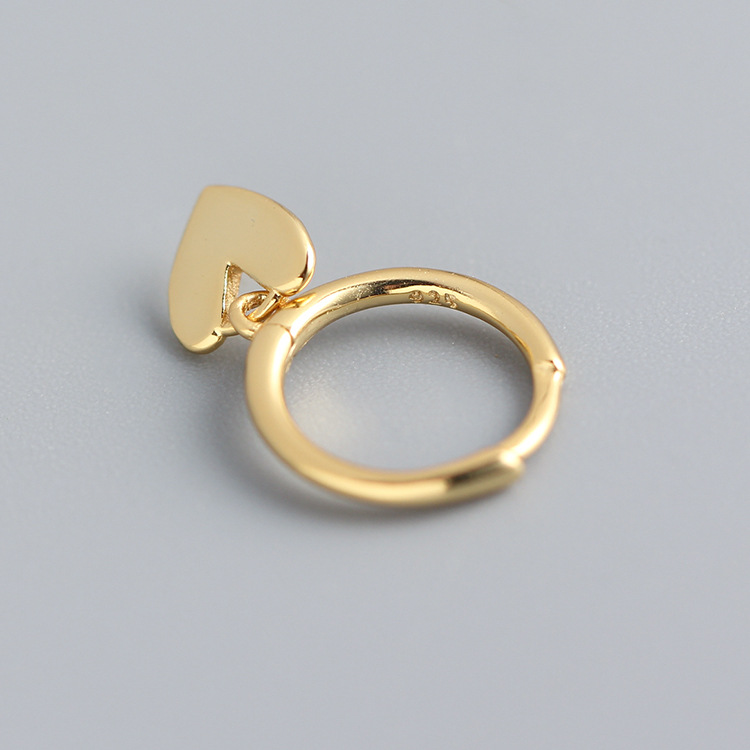 S925 Silver INS Style Korean Heart Hoop Earrings Ultra-Feminine Fresh Silver Stud Earrings - Image 6