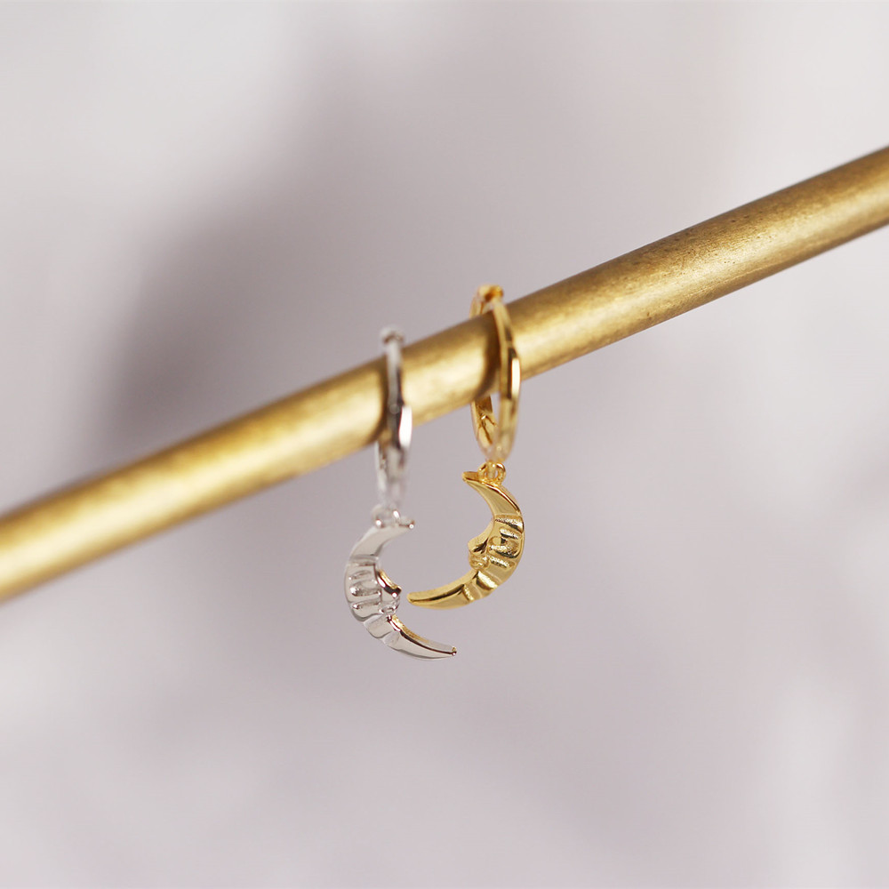 European S925 Silver INS Trendy Street Style Fashion Moon-Shaped Ear Cuffs Silver Earrings for Women - Image 6