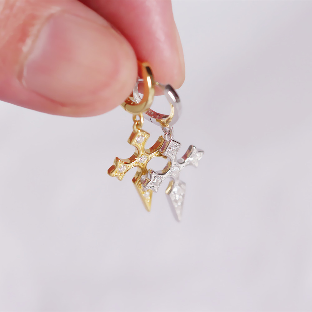European Best-Selling S925 Silver Cross Ear Cuffs Diamond-Set Baroque Style Ear Cuffs Jewelry - Image 6