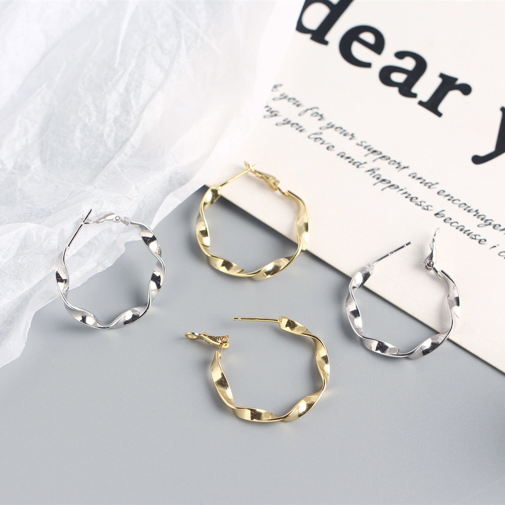 European Elegant S925 Silver Earrings INS Versatile Mobius Ring Handcrafted Large Hoop Earrings - Image 6