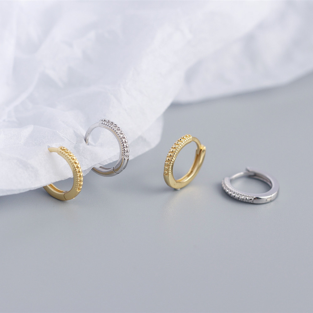 European Light Luxury INS Small Dot Earrings S925 Silver Stackable Hoop Ear Cuffs Jewelry for Women - Image 6