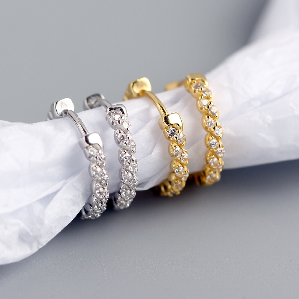 Hot-Selling S925 Silver INS Geometric Twist Diamond-Set Ear Cuffs Trendy Silver Jewelry - Image 6