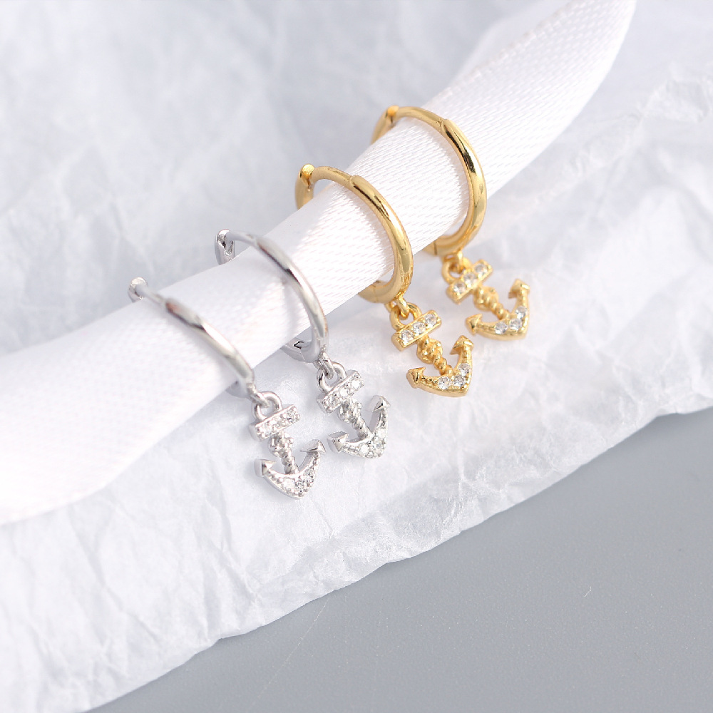 European Light Luxury S925 Silver INS Anchor Earrings Diamond-Set Versatile Hot-Selling Ear Cuffs - Image 6
