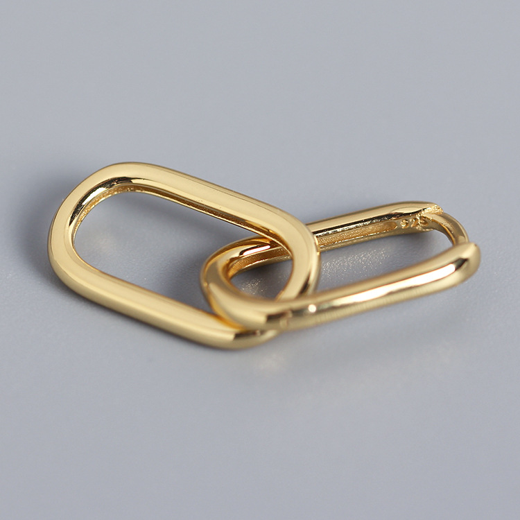 Unique S925 Silver Oval-Shaped Ear Cuffs Design Cold Metallic Style Minimalist Earrings Two-Way Wear - Image 6