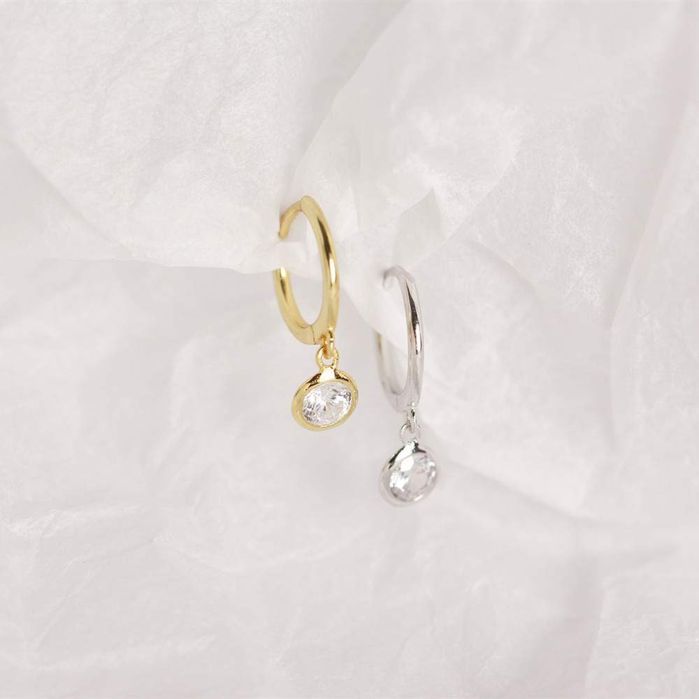 European Best-Selling S925 Silver Earrings Minimalist Versatile Round Hoop Zircon-Set Ear Cuffs for Women - Image 6