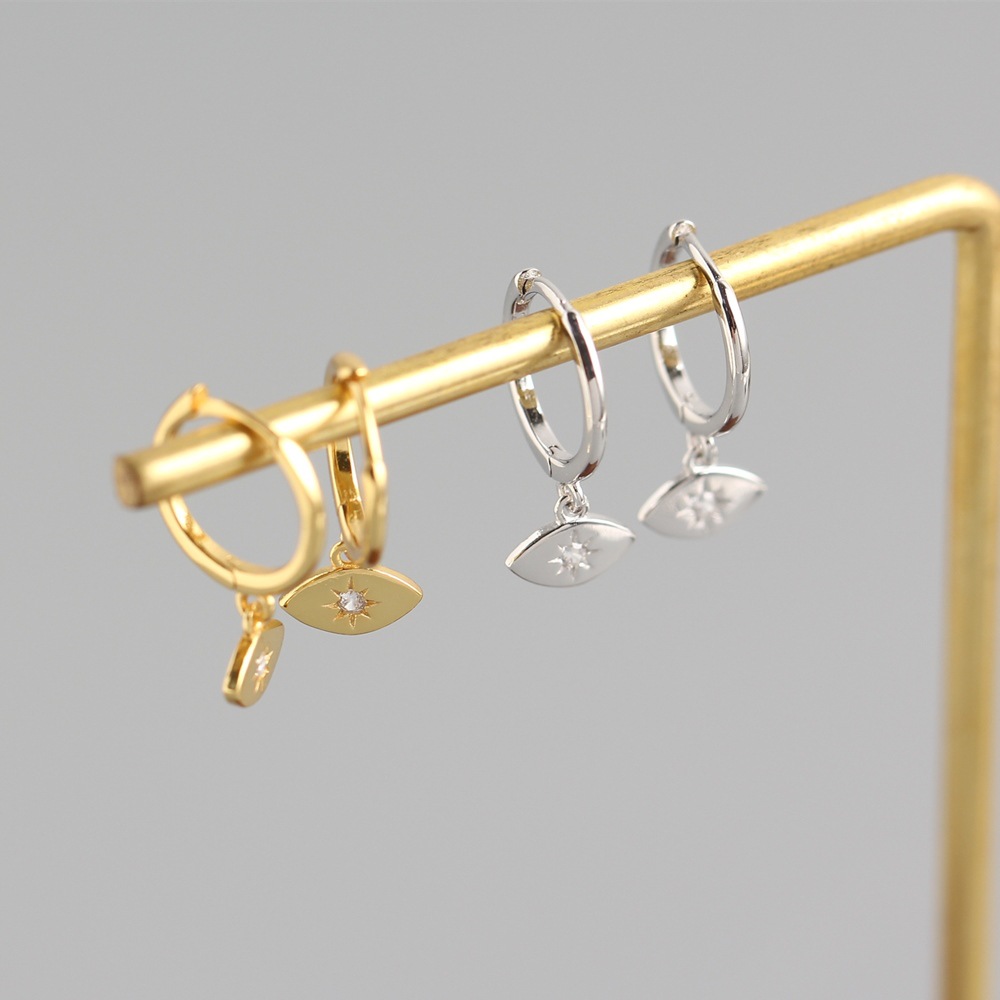European Light Luxury Eye Earrings Best-Selling S925 Silver Mini Sun Hoop Ear Cuffs Stud Earrings Jewelry - Image 6