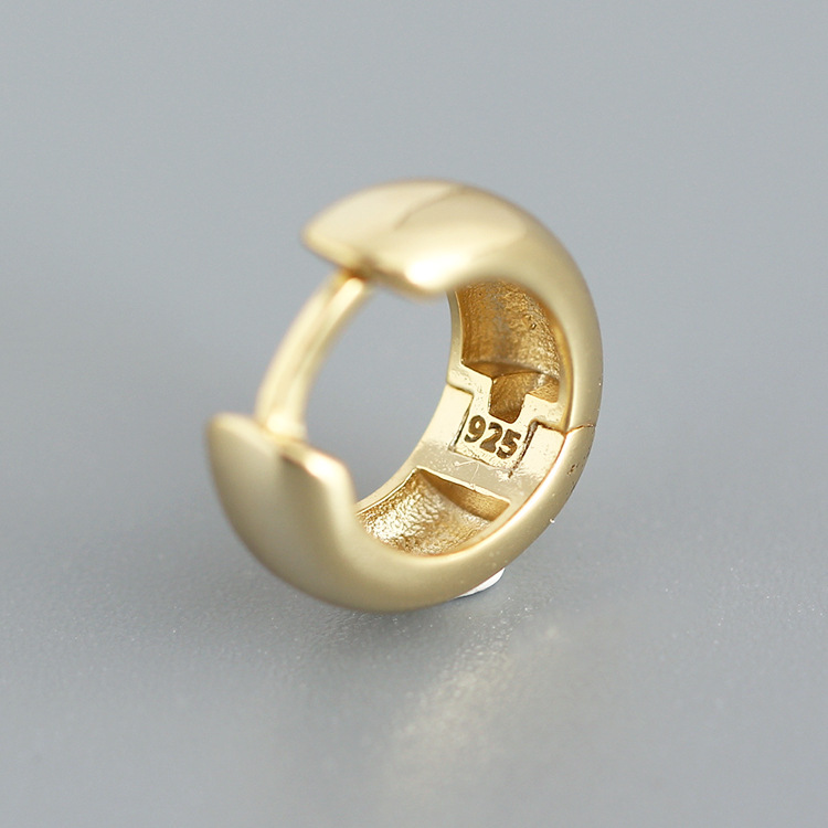 European S925 Silver INS Minimalist Polished Round Ear Cuffs Versatile Heavy Texture Hoop Earrings Jewelry - Image 6