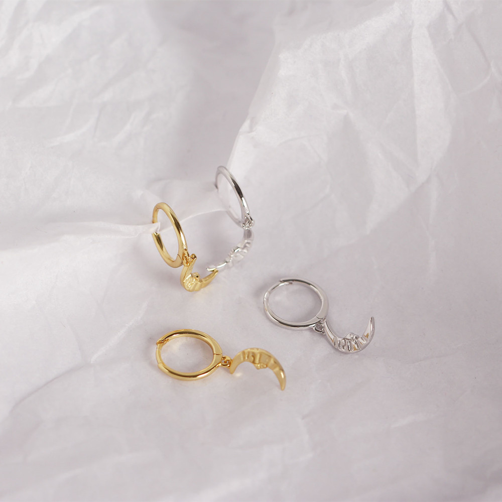 European S925 Silver INS Trendy Street Style Fashion Moon-Shaped Ear Cuffs Silver Earrings for Women - Image 7