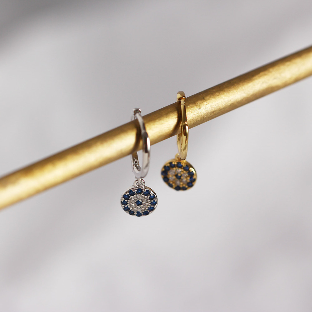 European Silver Ear Cuffs S925 Diamond-Set Evil Eye Trendy Jewelry Earrings for Women - Image 7