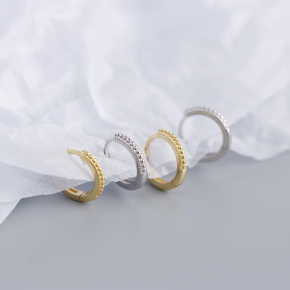 European Light Luxury INS Small Dot Earrings S925 Silver Stackable Hoop Ear Cuffs Jewelry for Women - Image 7