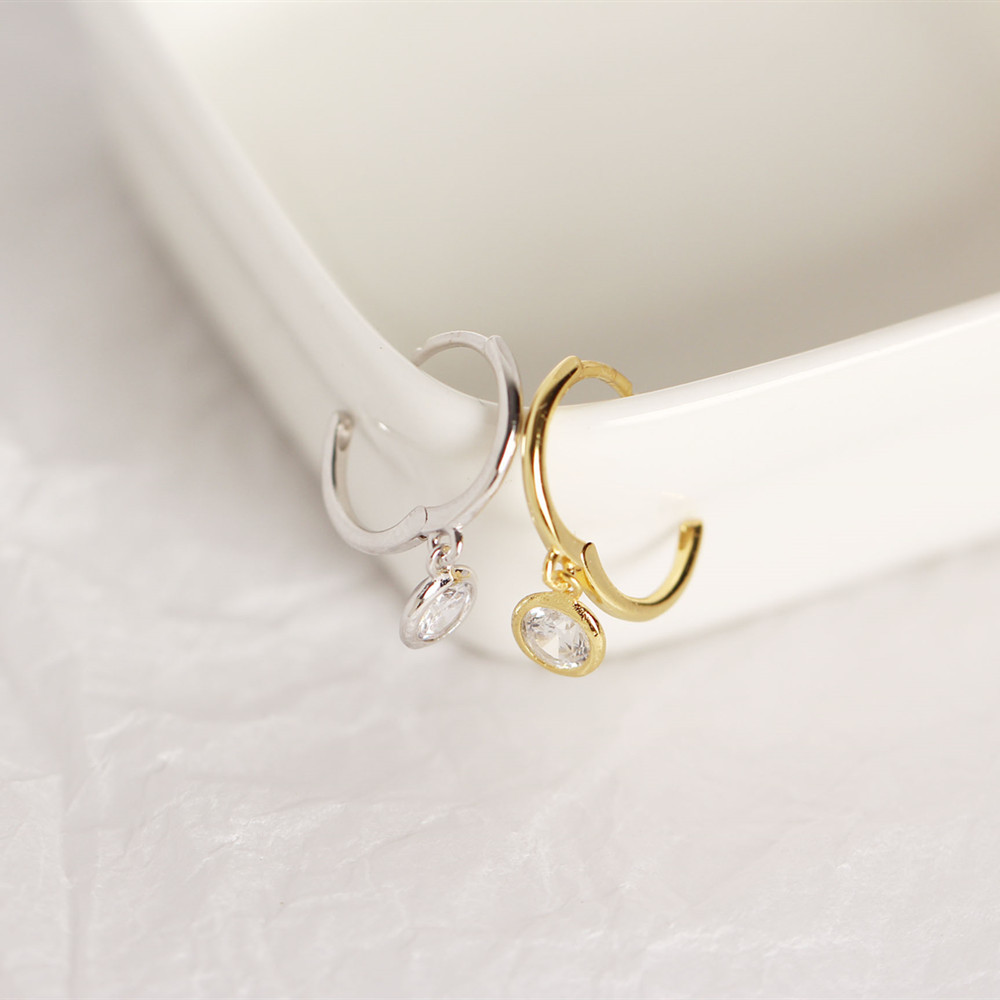 European Best-Selling S925 Silver Earrings Minimalist Versatile Round Hoop Zircon-Set Ear Cuffs for Women - Image 7