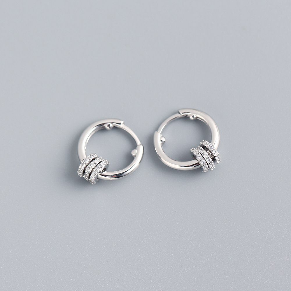 Japanese Style Detachable Round Hoop Silver Earrings S925 Silver Amulet Zircon-Set Ear Cuffs Earrings for Women - Image 5