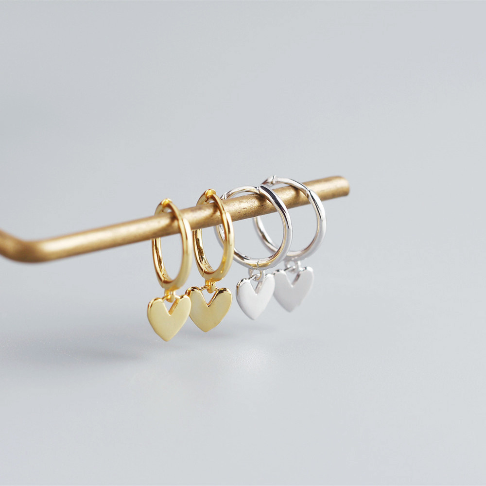 S925 Silver INS Style Korean Heart Hoop Earrings Ultra-Feminine Fresh Silver Stud Earrings - Image 7