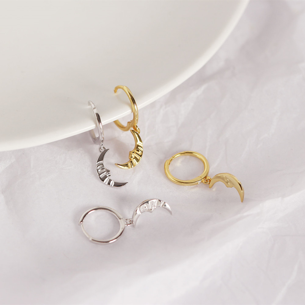 European S925 Silver INS Trendy Street Style Fashion Moon-Shaped Ear Cuffs Silver Earrings for Women - Image 8