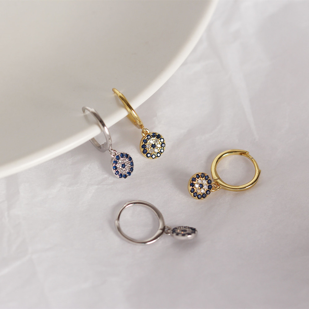 European Silver Ear Cuffs S925 Diamond-Set Evil Eye Trendy Jewelry Earrings for Women - Image 8
