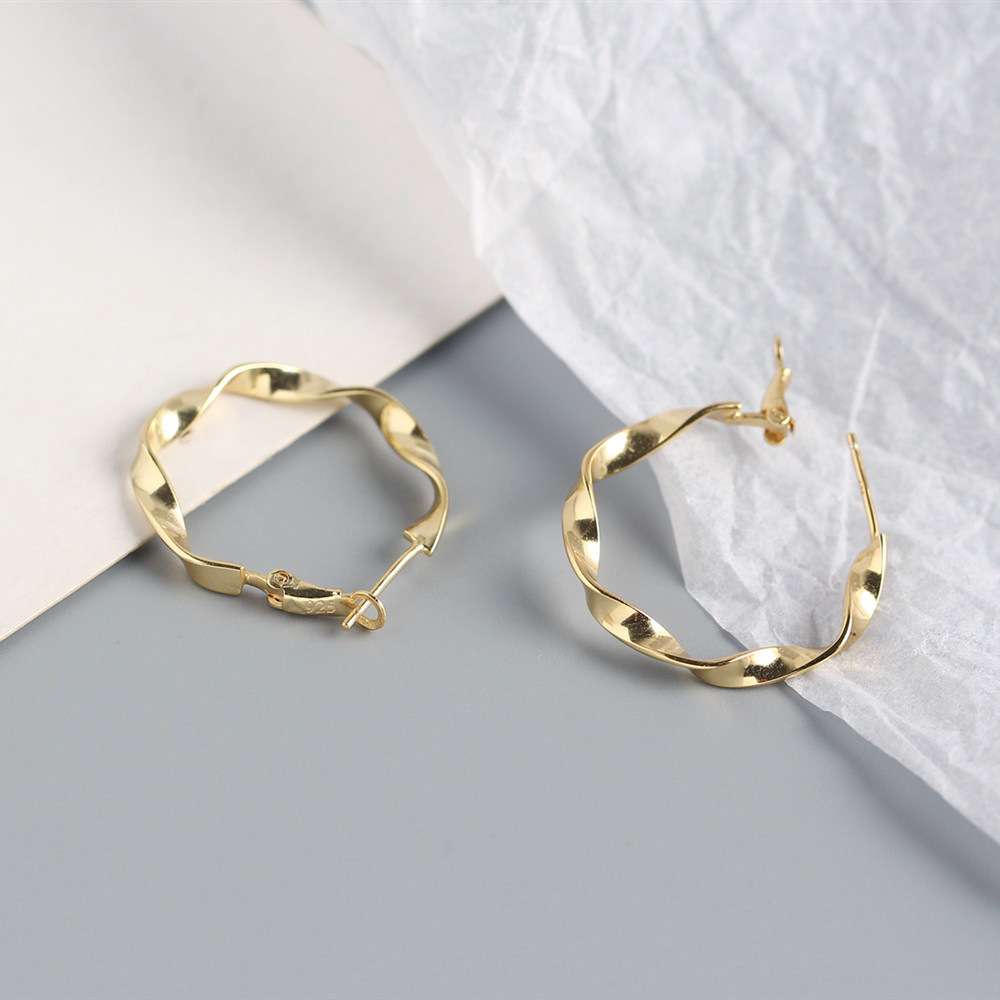 European Elegant S925 Silver Earrings INS Versatile Mobius Ring Handcrafted Large Hoop Earrings - Image 8