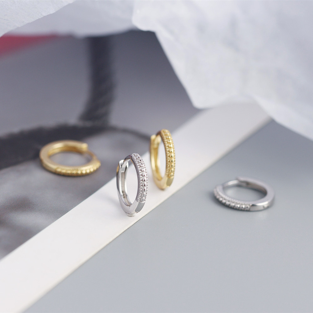 European Light Luxury INS Small Dot Earrings S925 Silver Stackable Hoop Ear Cuffs Jewelry for Women - Image 8