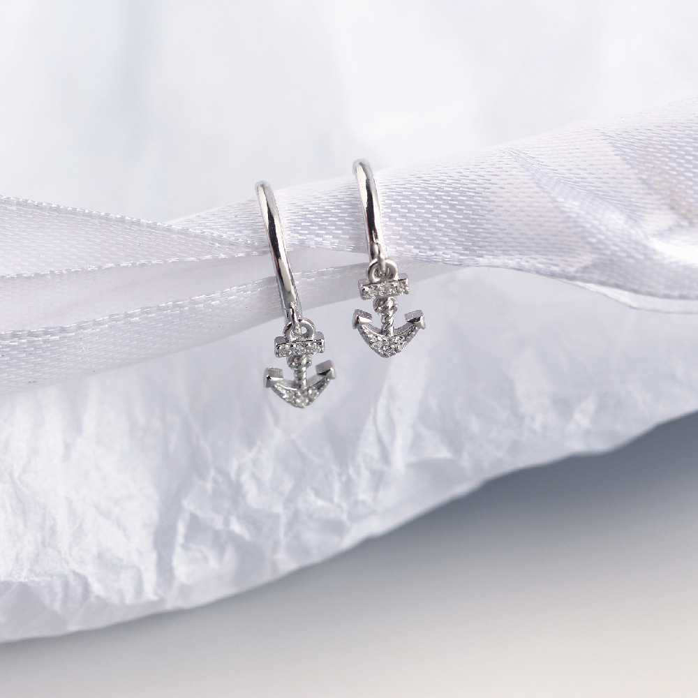 European Light Luxury S925 Silver INS Anchor Earrings Diamond-Set Versatile Hot-Selling Ear Cuffs - Image 8