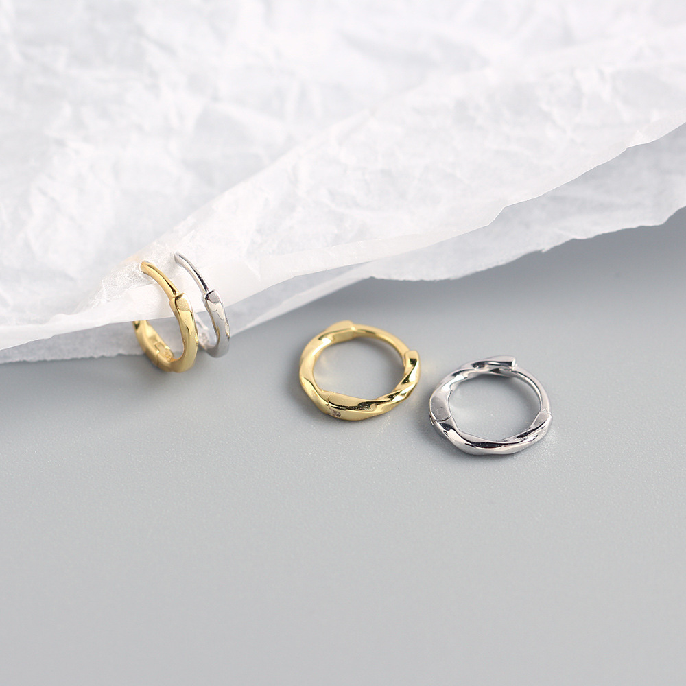 Japanese and Korean Style S925 Silver INS Minimalist Ear Bone Cuffs Twisted Knot Texture Ear Cuffs Line Earrings for Women - Image 8