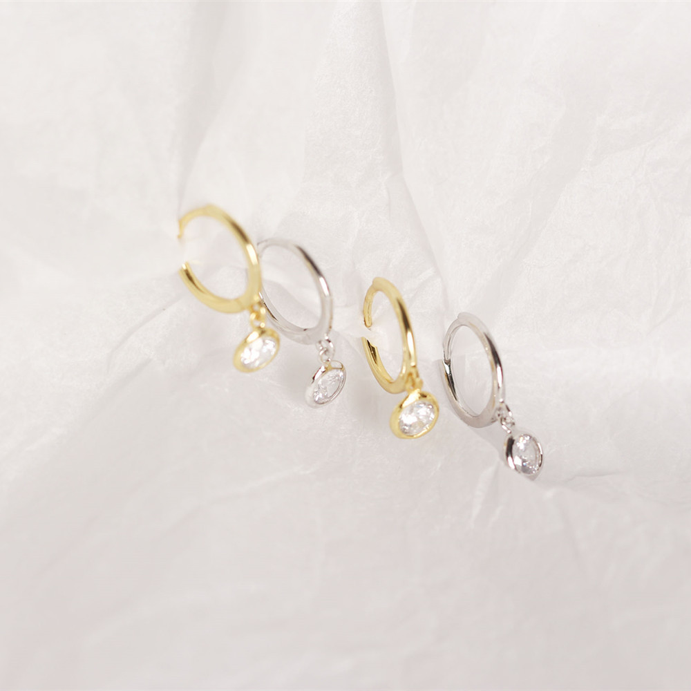 European Best-Selling S925 Silver Earrings Minimalist Versatile Round Hoop Zircon-Set Ear Cuffs for Women - Image 8