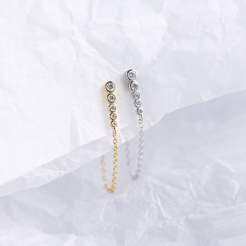 Japanese and Korean Style Elegant Long Earrings S925 Silver Row of Diamonds Tassel Drop Earrings Versatile Jewelry for Women - Image 7