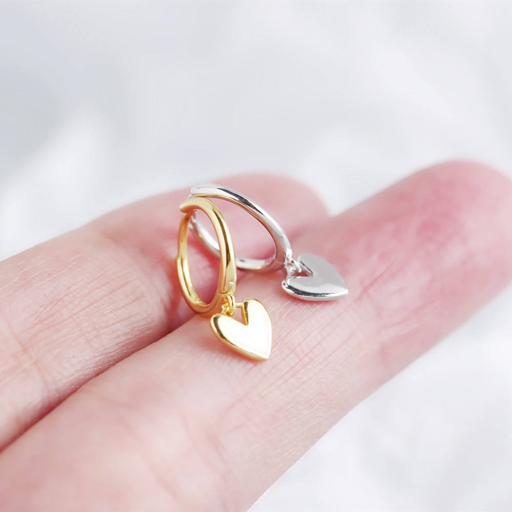 S925 Silver INS Style Korean Heart Hoop Earrings Ultra-Feminine Fresh Silver Stud Earrings - Image 8