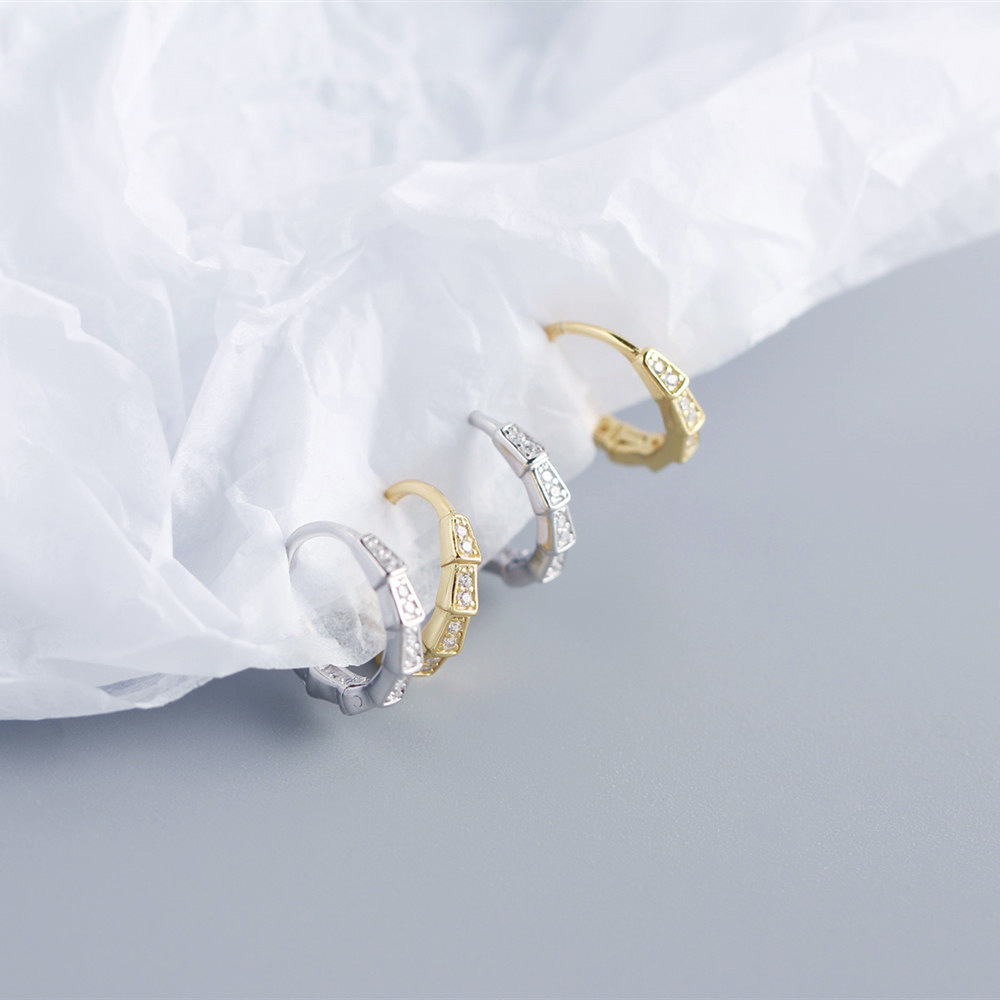 European S925 Silver INS Diamond-Set Earrings Design Snake Scales Ear Cuffs Layered Jewelry for Women - Image 8
