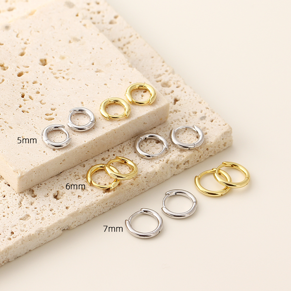 Korean Simple Circle Ear Cuffs S925 Silver Polished Unique Layered Stud Earrings Ear Bone Cuffs - Image 5