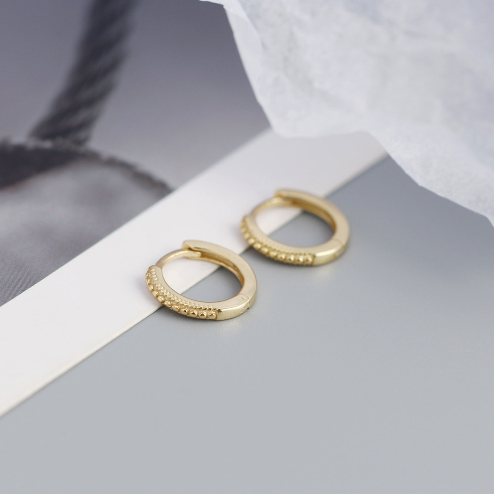 European Light Luxury INS Small Dot Earrings S925 Silver Stackable Hoop Ear Cuffs Jewelry for Women - Image 9