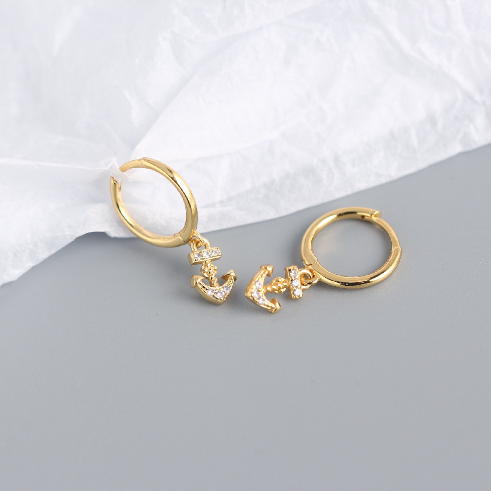 European Light Luxury S925 Silver INS Anchor Earrings Diamond-Set Versatile Hot-Selling Ear Cuffs - Image 9