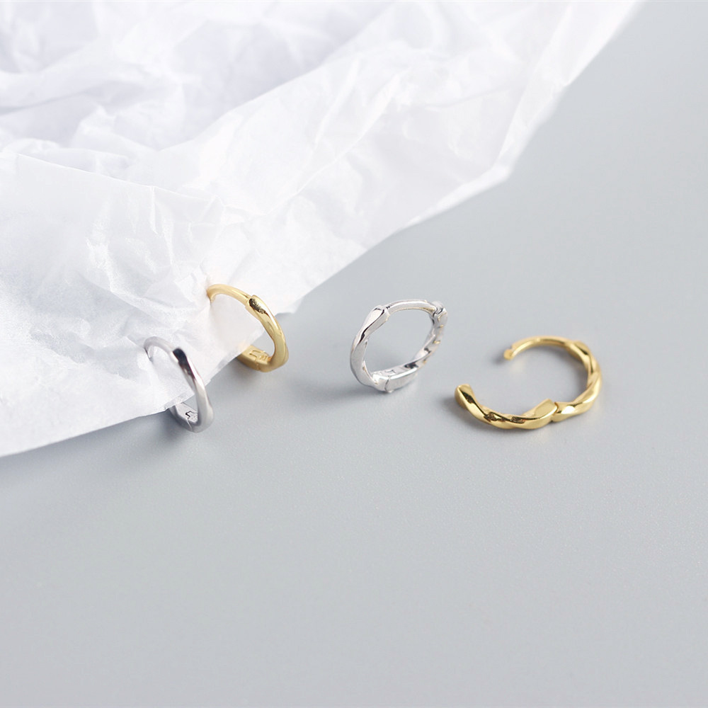 Japanese and Korean Style S925 Silver INS Minimalist Ear Bone Cuffs Twisted Knot Texture Ear Cuffs Line Earrings for Women - Image 9