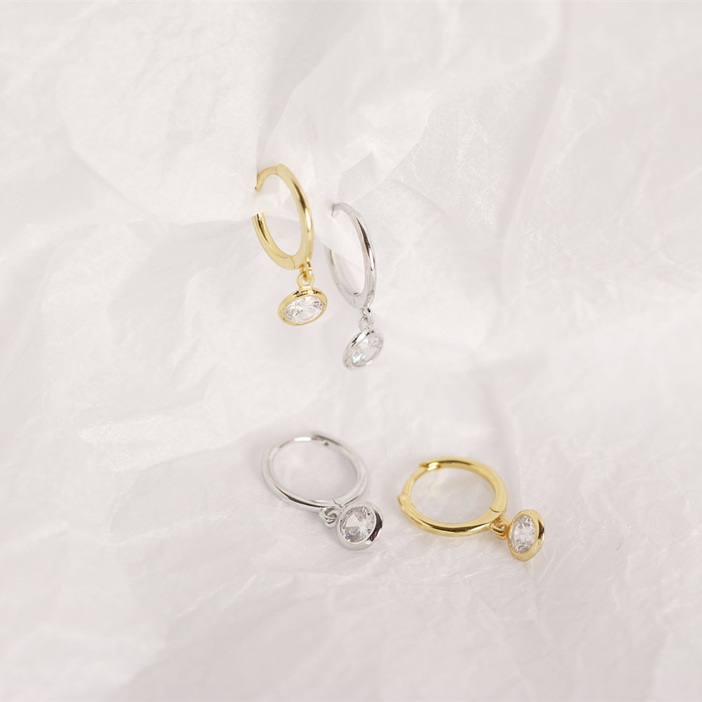 European Best-Selling S925 Silver Earrings Minimalist Versatile Round Hoop Zircon-Set Ear Cuffs for Women - Image 9
